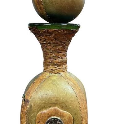 VINTAGE ITALIAN LEATHER WRAPPED DECANTER