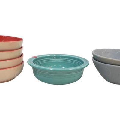 7 POTTERY BOWLS - FIESTA, JONATHAN ADLER, AND GOGO GTO MEX