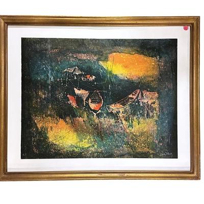 Rare Hoi Lebadang (1922-2015) Signed Abstract Art Epreuve d'Artiste (Artists Proof) Lithograph. Titled "Oiseau" Bird....