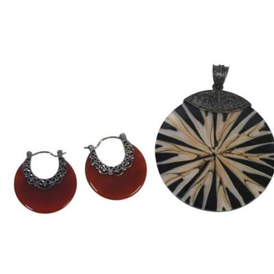 3 PIECES OF VINTAGE MERAN STERLING SILVER JEWELRY
