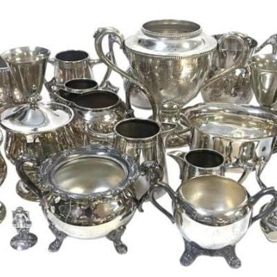 LARGE BOX LOT ANTIQUE & VINTAGE SILVERPLATE