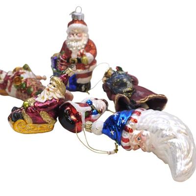 COLLECTION OF 6 RADKO & VINTAGE SANTA CLAUS ORNAMENTS