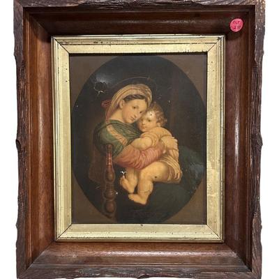 ANTIQUE REPRODUCTION RAPHAELS MADONNA & CHILD