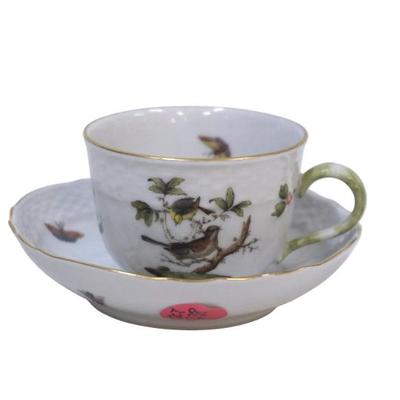 HEREND ROTHSCHILD BIRD TEACUP AND SAUCER