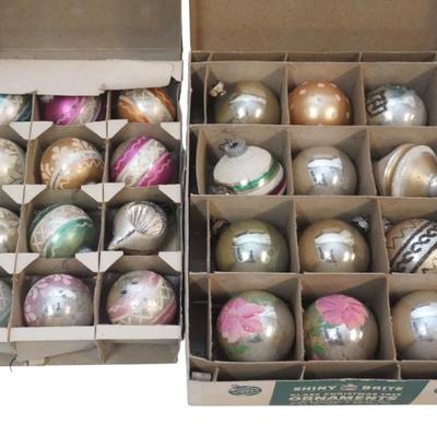 VINTAGE SHINY BRITE GLASS CHRISTMAS ORNAMENTS- 2 BOXES
