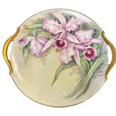 ANTIQUE T&V LIMOGES FRANCE HAND PAINTED PORCELAIN PLATE ARTIST SIGNED