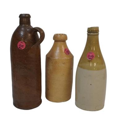 3 ANTIQUE STONEWARE BOTTLES