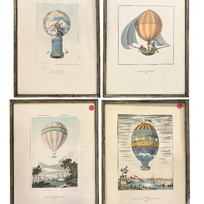 4 COLOR PRINTS HOT AIR BALLOONS 1956