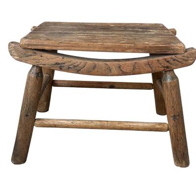 ANTIQUE CHINESE RUSTIC ELM STOOL