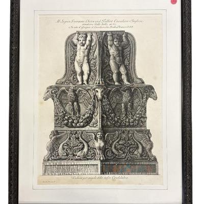 Antique Giovanni Batta Piranesi ( 1720-1778) Original Etching "Veduta per Angolo Dello Stresso Candelabro". Perspective view of...