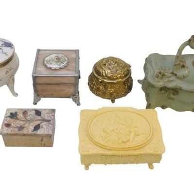 6 ANTIQUE VINTAGE JEWELRY / TRINKET BOXES