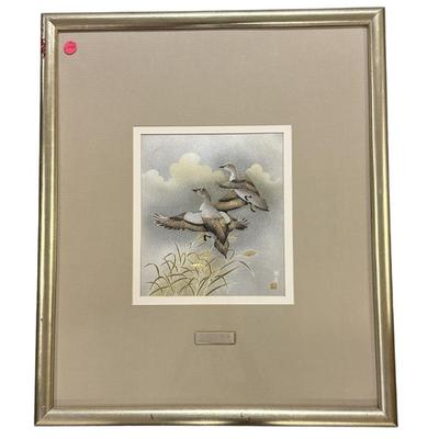 VINTAGE JAPANESE CHOKIN GOLD & SILVER DUCK ENGRAVING