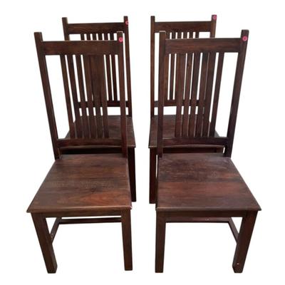 SET OF 4 AMISH SOLID WALNUT MISSION SIDE CHAIRS