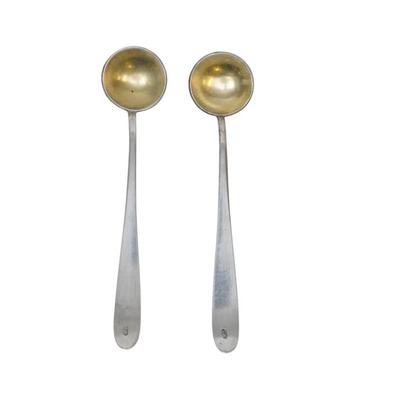 2 HUNGARIAN 1848 SILVER MASTER SALT SPOONS