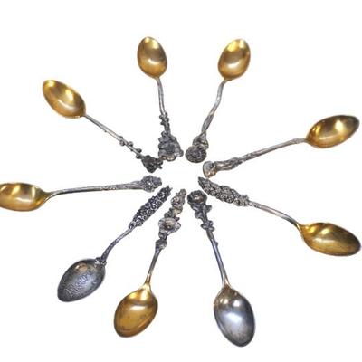 9 VINTAGE STERLING SILVER REED & BARTON DEMITASSE SPOONS