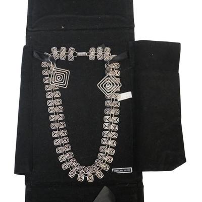 CII MEXICO 925 MODERNIST STERLING SILVER NECKLACE AND EARRING SET