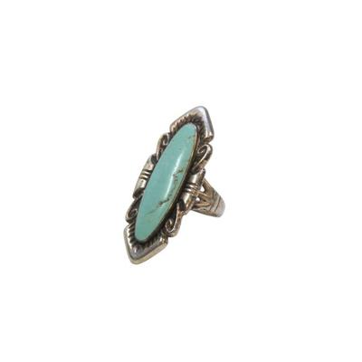 NATIVE STERLING SILVER AND TURQUOISE RING