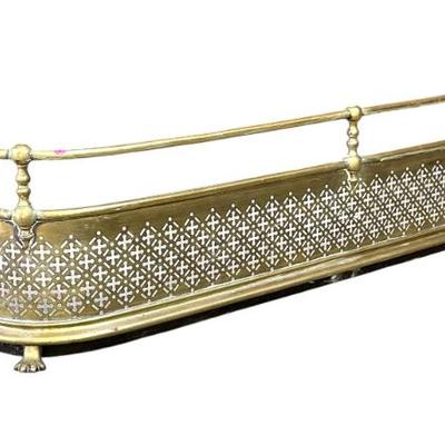 ANTIQUE ENGLISH BRASS FIREPLACE FENDER