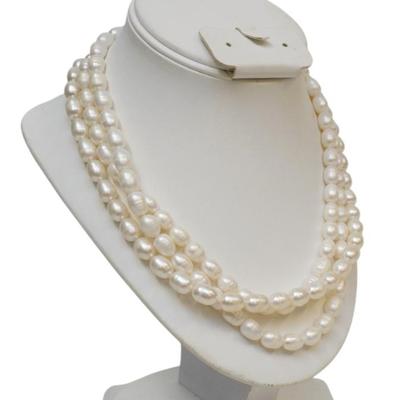 TWO NATURAL FRESHWATER PEARL NECKLACES