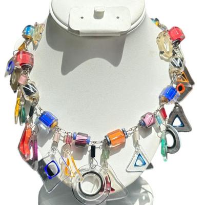 VINTAGE ITALIAN MODERNIST ART GLASS NECKLACE