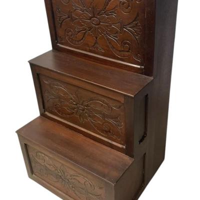 ART NOUVEAU CARVED LIBRARY STEPS