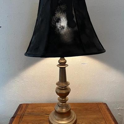 Lot 302: Vintage Heavy Brass Lamp With Black Shade