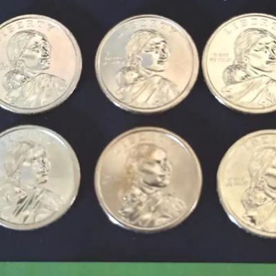 Lot 123:  Uncirculated 2009-2014 P Or D Mint Native American Dollars