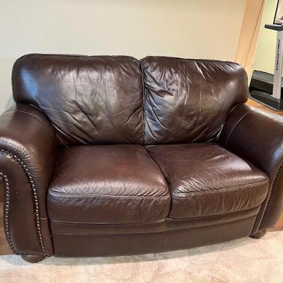 Nail head Leather Love Seat