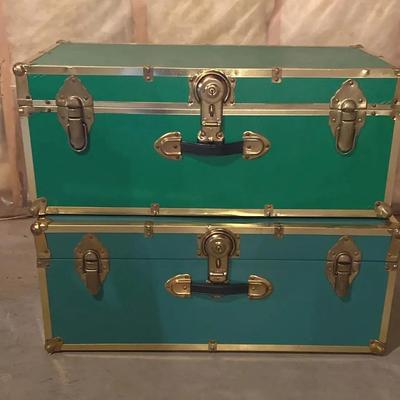 (2) Vintage Green Trunks (Locked)