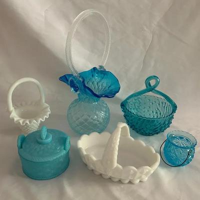 Blue/White Milk Glass & Art Glass Including Fenton