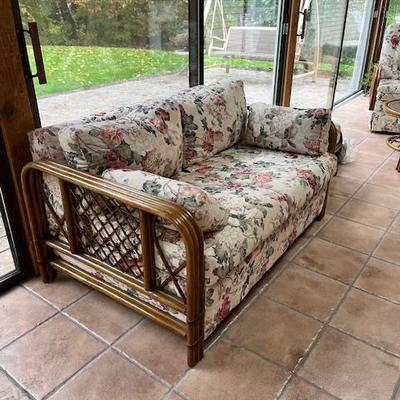 Rattan couch and love seat