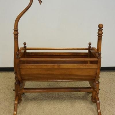 1253	ANTIQUE BIEDERMEIER GOOSE NECK CRADLE, APPROXIMATELY 47 IN X 28 IN X 66 IN H
