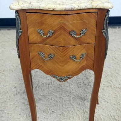1270	ITALIAN 2 DRAWER MARBLE TOP STAND W/METAL MOUNTS, APPROXIMATELY 18 IN X 13 IN X 30 IN H
