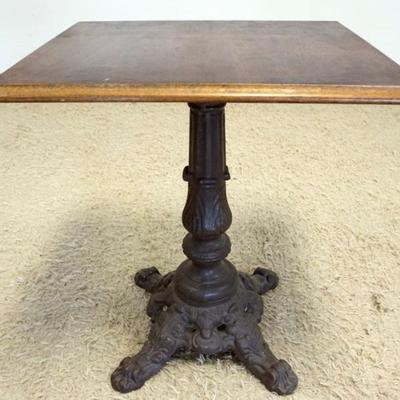 1269	FANCY CAST METAL TABLE BASE WITH WOOD TOP, APPROXIMATELY 27 IN X 24 IN X 30 IN H
