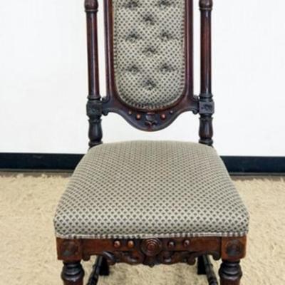 1266	VICTORIAN UPHOLSTERED CHIAR WITH TUFTED BACK, APPROXIMATELY 18 IN X 17 1/4 IN X 47 IN
