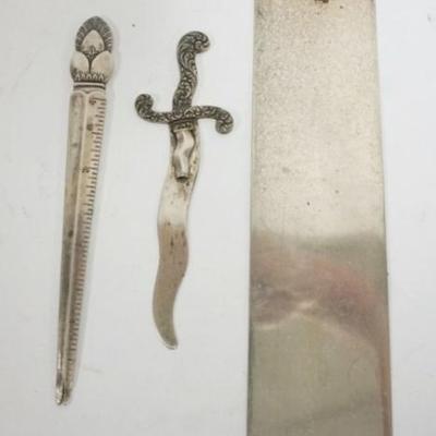 1227	GROUP OF ASSORTED STERLING SILVER INCLUDING RULER AND LETTER OPENERS, 4.7 OZT
