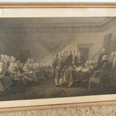 1108	LARGE FRAMED ENGRAVING OF THE SIGNING OF THE DECLARATION OF INDEPENDENCE, APPROXIMATELY 26 IN X 36 IN OVERALL

