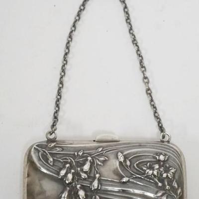 1190	ART NOUVEAU SILVER LADIES COIN PURSE, APPROXIMATELY 3 IN X 2 IN 
