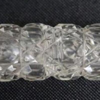 1173	CUT GLASS DOUBLE PERUME WITH HALL MARKED SILVER LIDS, APPROXIMATELY 4 IN 
