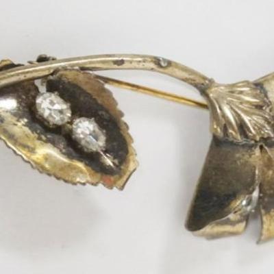 1134	STERLING SILVER PIN W/RHINESTONE, APPROXIMATELY 4 IN HIGH

