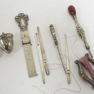 1222	ASSORTED STERLING SILVER SEWING ITEMS, 2.1 OZT TOTAL WEIGHT
