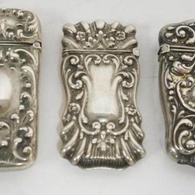 1209	GROUP OF 3 REPOUSSE STERLING MATCH SAFES, 1.4 OZT

