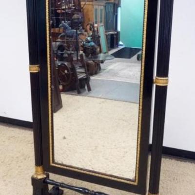 1247	ANTIQUE EMPIRE CHEVAL MIRROR WITH CORINTHIAN COLUMNS IN EBONIZED FINISH WITH GILT ACCENTS, APPROXIMATELY 36 IN X 20 IN X 78 IN H,...