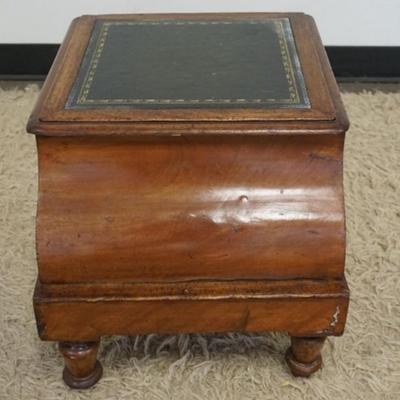 1255	ANTIQUE LIFT TOP COMMODE WITH INSET LEATHER TOP, APPROXIMATELY 16 IN X 18 IN X 16 IN H
