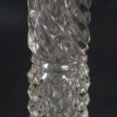 1174	STERLING SILVER AND CUT GLASS LADIES SCENT PERFUME  WITH GLASS STOPPER, APPROXIMATELY 4 3/4 IN
