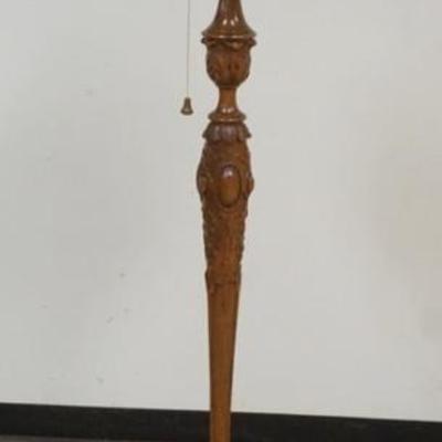 1242	OUTSTANDING ANTIQUE CARVED WALNUT FLOOR LAMP, APPROXIMATELY 68 IN H

