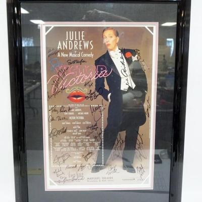 1123	FRAMED & MATTED JULIE ANDREWS POSTER *VICTOR VICTORIA* W/CAST MEMBER SIGNATURES, APPROXIMATELY 23 IN X 32 IN OVERALL

