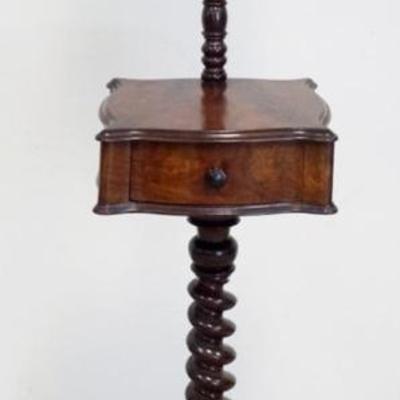 1260	BIEDERMEIER ADJUSTABLE SHAVING STAND WITH 1 DRAWER AND TURNED TWISTED COLUMN, APPROXIMATELY 14 IN X 14 IN X 63 IN H
