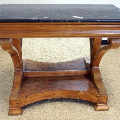 1263	BIEDERMERMEIER MARBLE TOP CONSOLE WITH 1 DRAWER AND MIRROR BACK, APPROXIMATELY 42 IN X 22 IN X 37 IN H, MARBLE HAS BEEN REPAIRED
