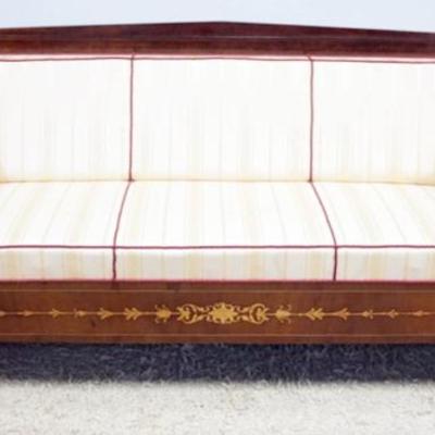 1249	BIEDERMEIER SOFA WITH INLAID NEOCLASSICAL  PANELED SIDES & TRIM, APPROXIMATELY 81 IN X 28 IN X 38 IN H
